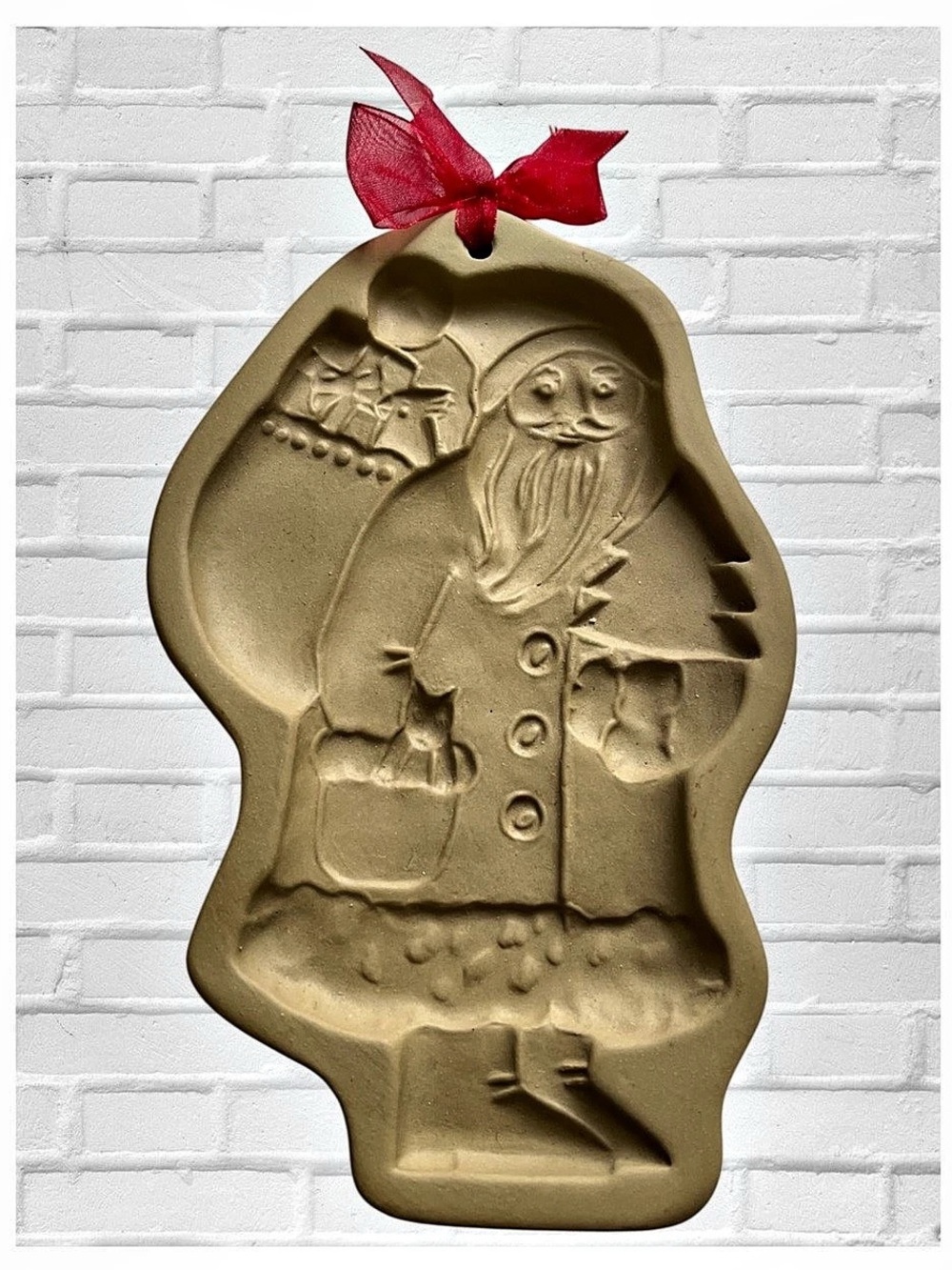 Vintage Brown Bag Cookie Mold Art Santa Christmas 1985 Cottagecore Kitchenware
